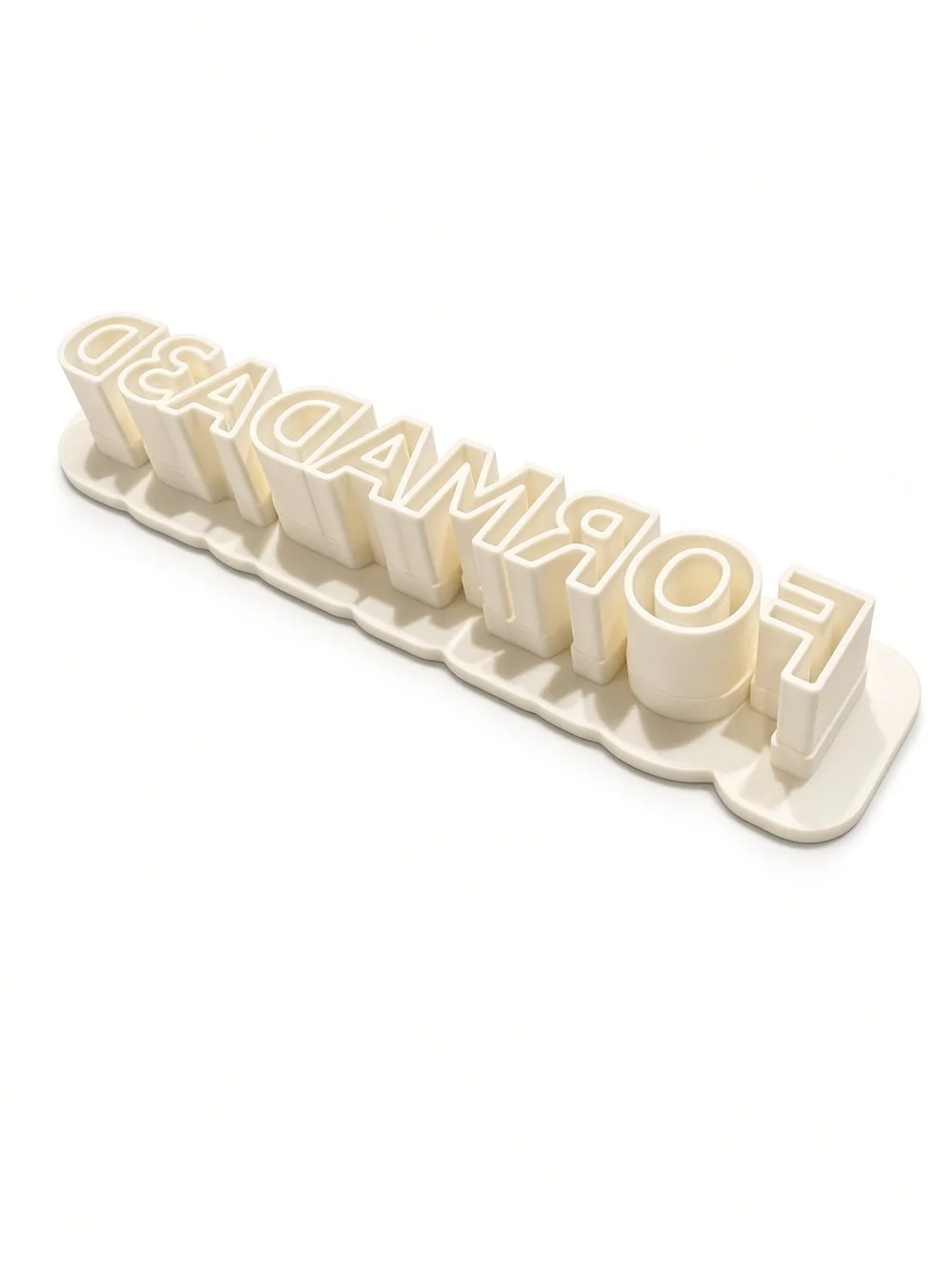 Formada3D word cookie cutter, angled close-up