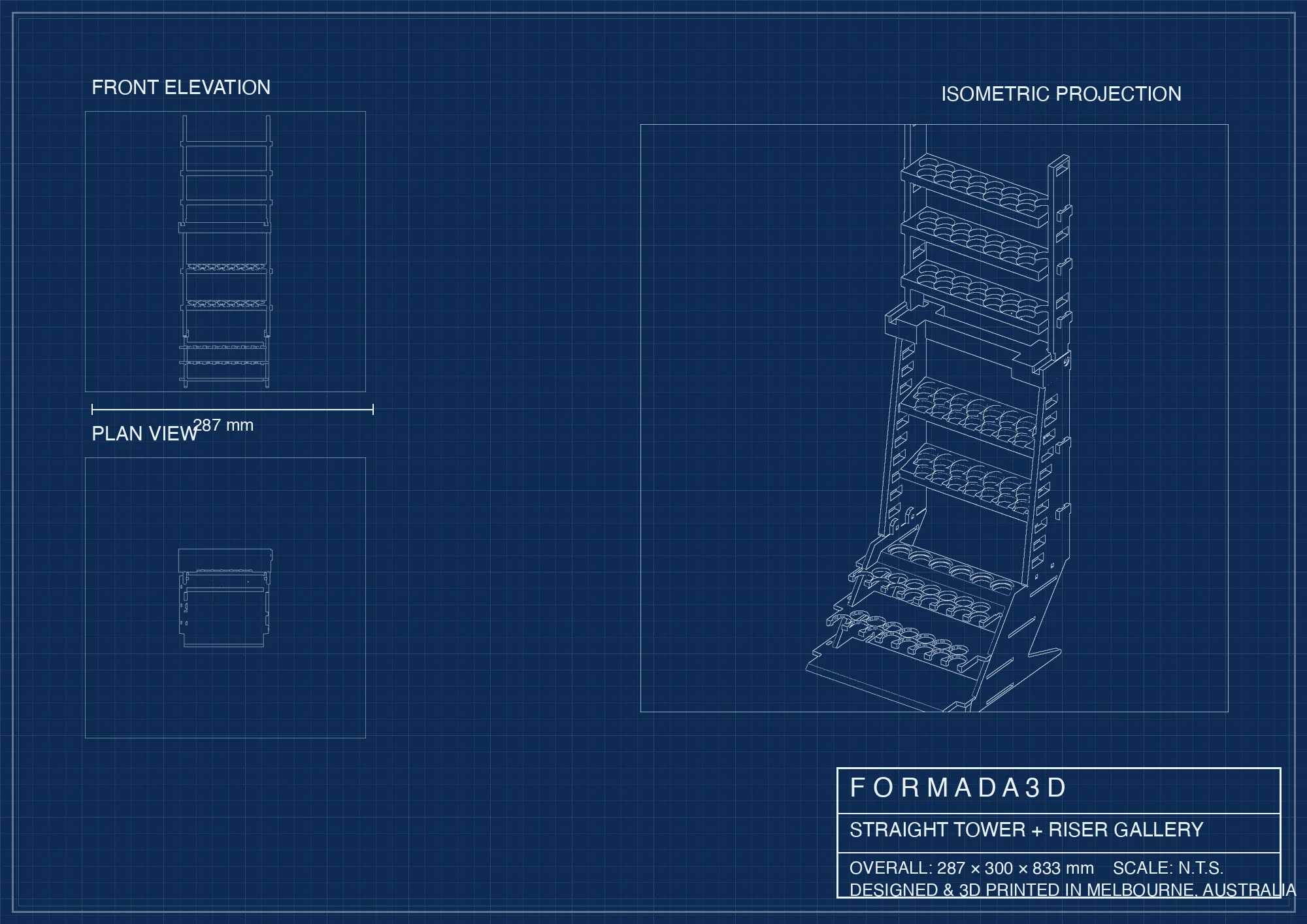 Blueprint: paint tower with riser gallery, 833 mm tall