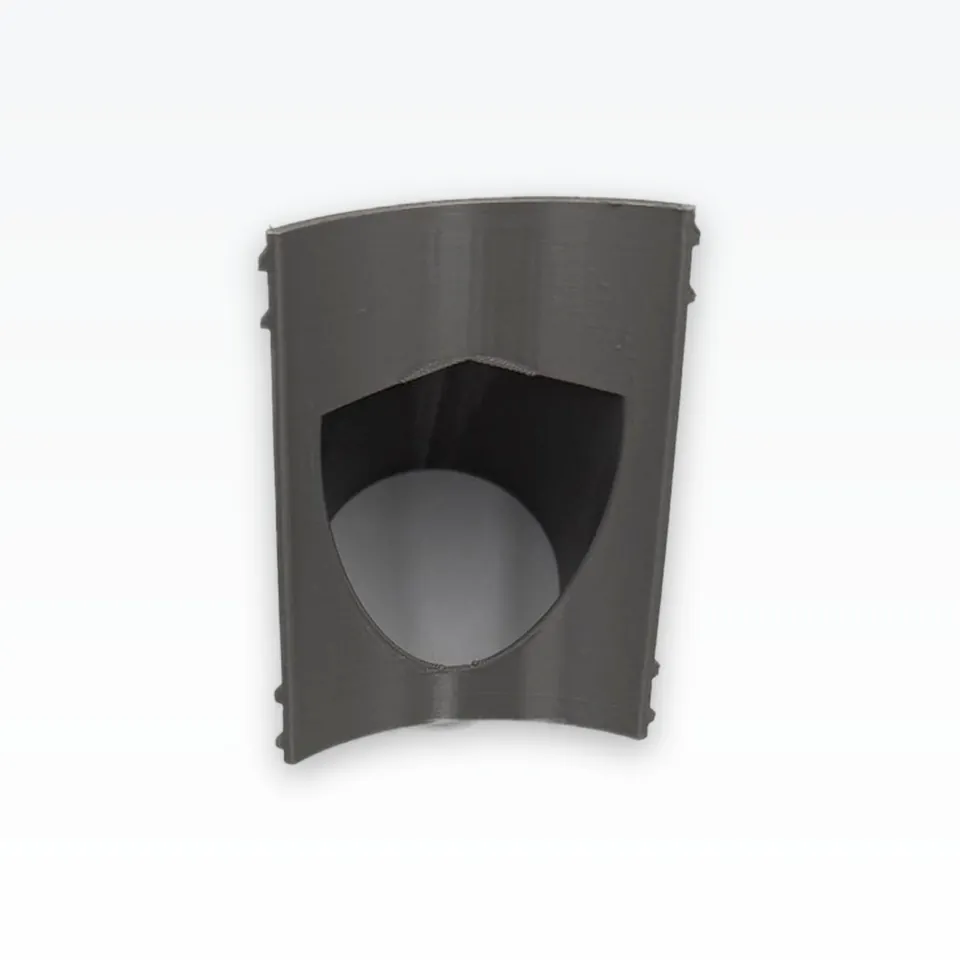 Grey PETG 3D printed net-cup collar for 90 mm PVC pipe, printed in our Melbourne workshop