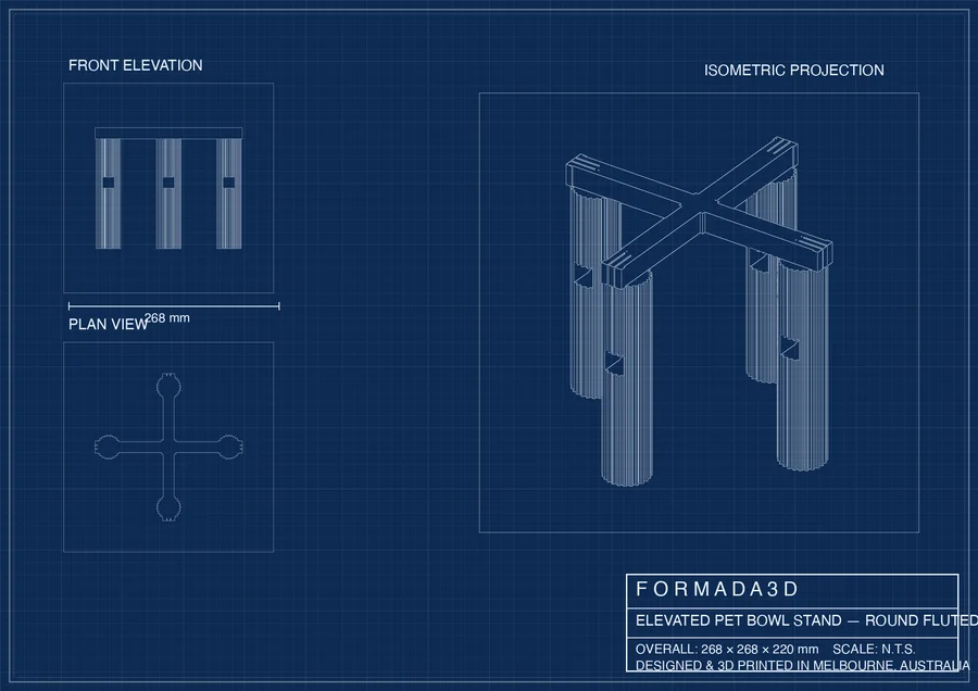 Fluted plant stand technical blueprint