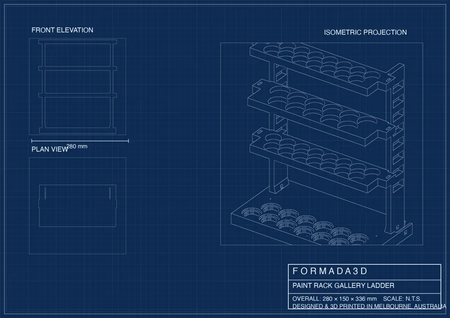 Gallery Ladder technical blueprint — STL files for home printing