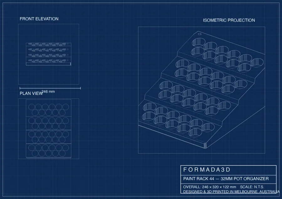 Paint rack 44 pot technical blueprint