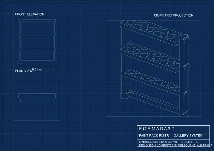Riser display stand technical blueprint