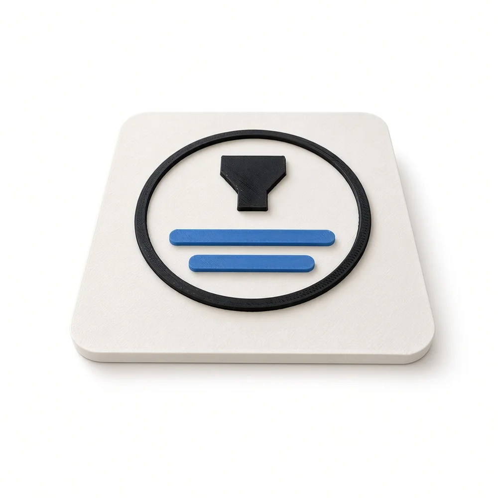 Formada3D logo plaque, angled
