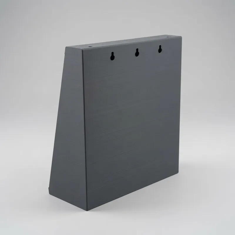 Back of Paint Rack 38 showing the three keyhole slots for wall mounting