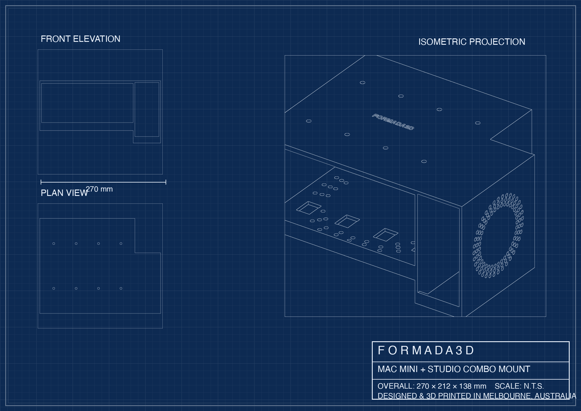 Mac Mini + Studio Combo Mount — STL Files for Home Printing (Digital Download)