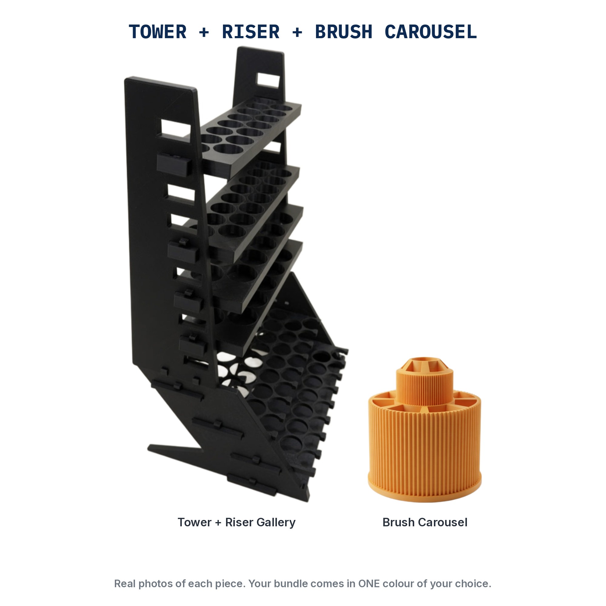 Paint Rack Tower + Riser Gallery + Brush Carousel Bundle