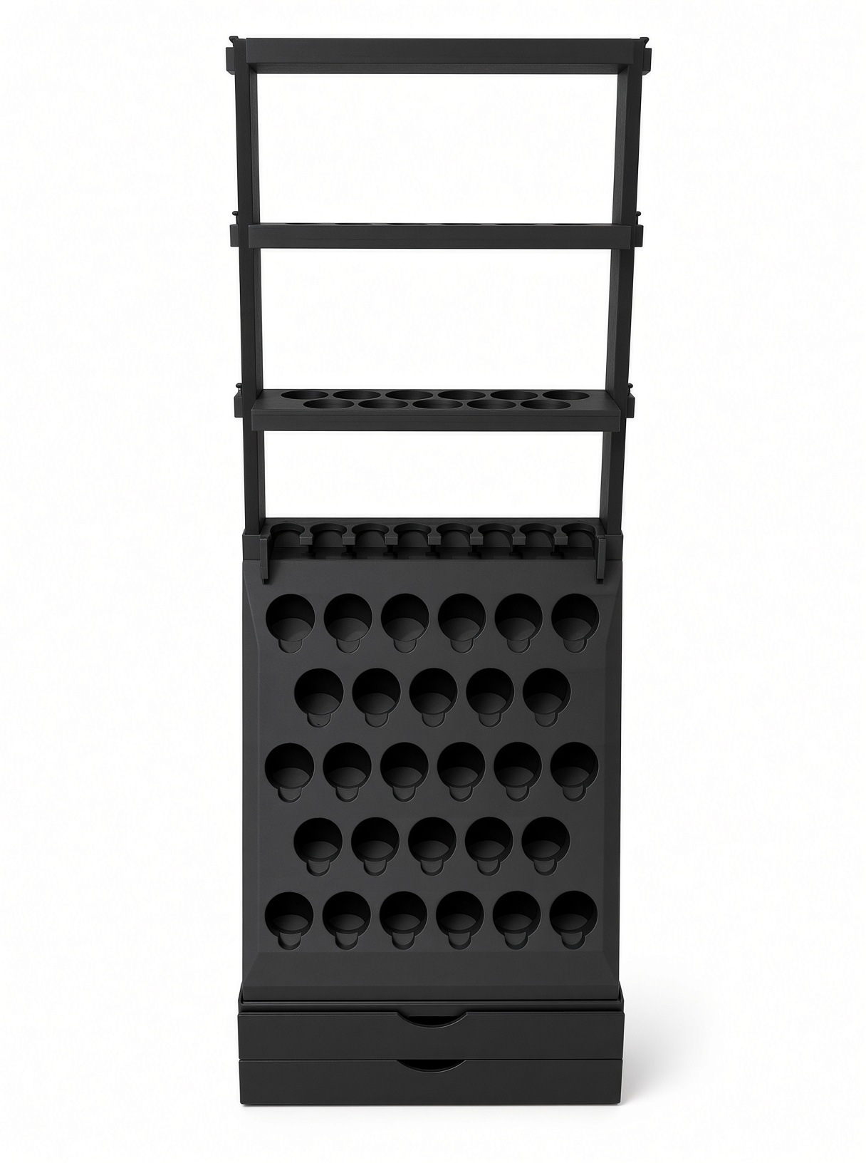 Citadel 28 Monolith + Wall Riser Combo — 64 Citadel Pot Wall Rack, Zero Bench Space