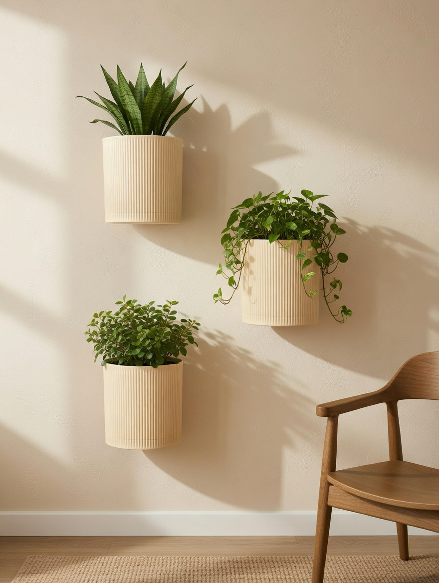 Formada3D — LIFESTYLE Round Planter Living Room 3 Plants Chair Beige