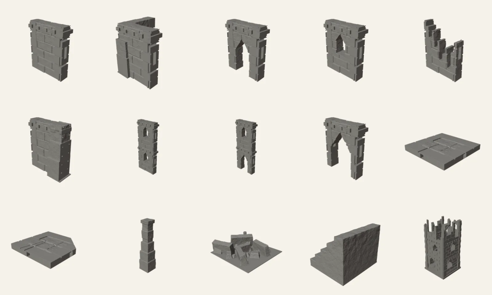 Gothic Ruins Terrain Pack — STL Files (OpenLOCK Compatible)